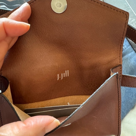 New - J Jill envelope belt soft leather in dark cognac main image 2